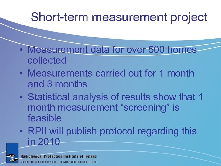 Short-term measurement project • Measurement data for over 500 homes collected • Measurements carried