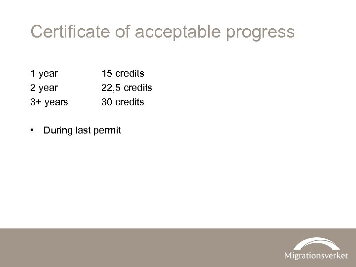 Certificate of acceptable progress 1 year 2 year 3+ years 15 credits 22, 5