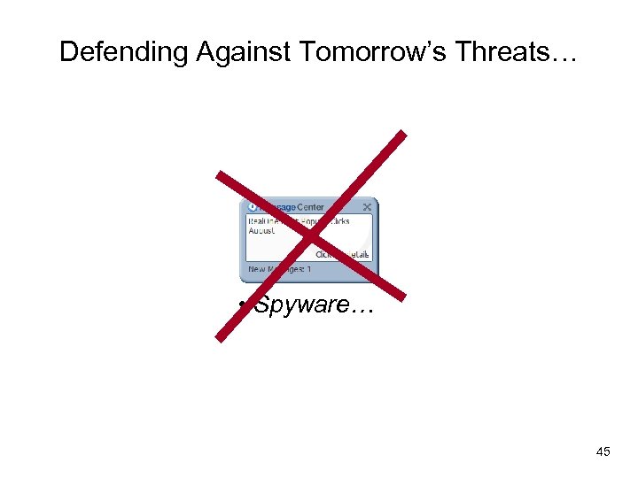 Defending Against Tomorrow’s Threats… • Spyware… 45 