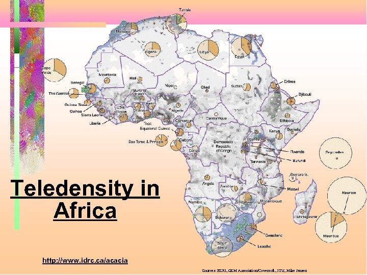 Teledensity in Africa http: //www. idrc. ca/acacia Sources: ESRI, GSM Association/Coversoft , ITU, Mike