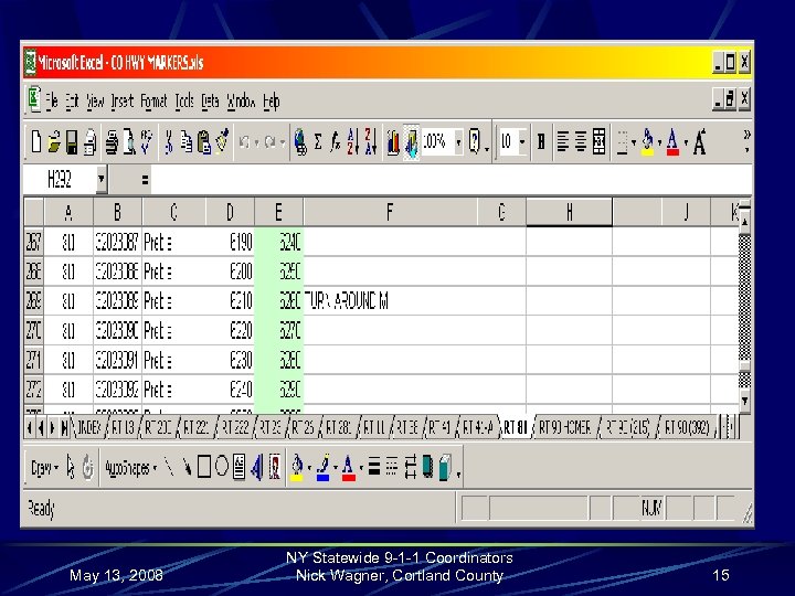 May 13, 2008 NY Statewide 9 -1 -1 Coordinators Nick Wagner, Cortland County 15