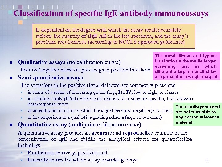 Classification of specific Ig. E antibody immunoassays Is dependent on the degree with which