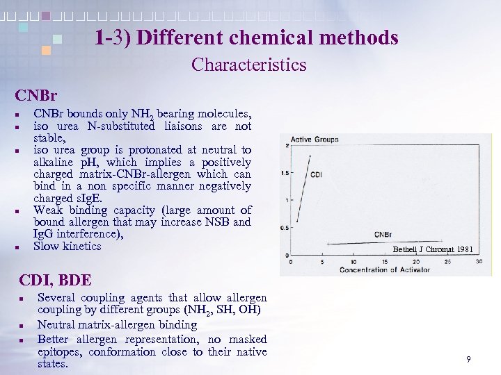 1 -3) Different chemical methods Characteristics CNBr n n n CNBr bounds only NH