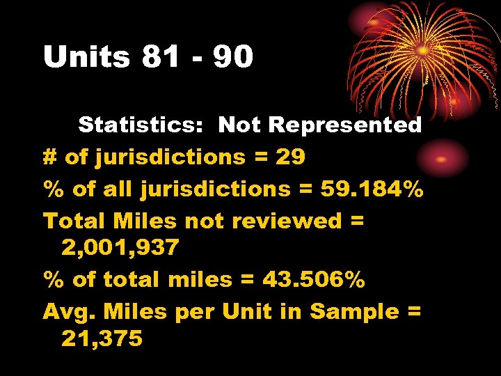 Units 81 - 90 Statistics: Not Represented # of jurisdictions = 29 % of