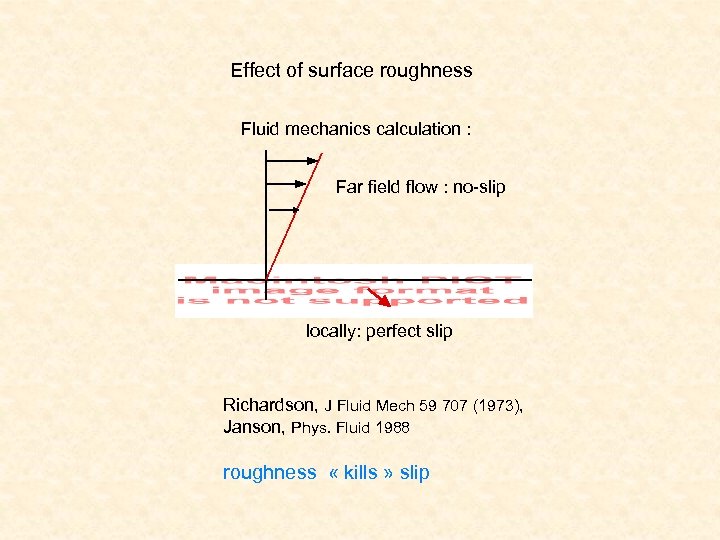 Effect of surface roughness Fluid mechanics calculation : Far field flow : no-slip locally:
