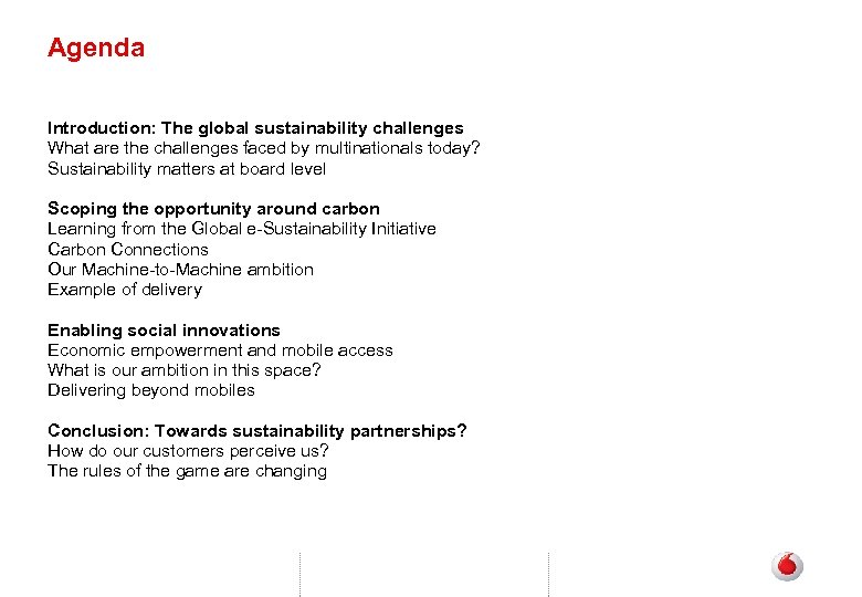 Agenda Introduction: The global sustainability challenges What are the challenges faced by multinationals today?