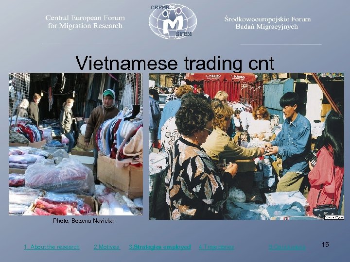 Vietnamese trading cnt Photo: Bożena Navicka 1. About the research 2. Motives 3. Strategies