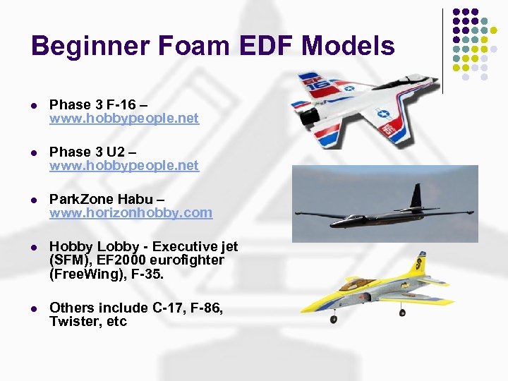 Beginner Foam EDF Models l Phase 3 F-16 – www. hobbypeople. net l Phase