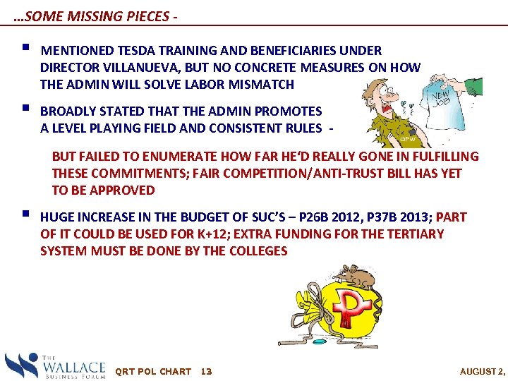 …SOME MISSING PIECES - § MENTIONED TESDA TRAINING AND BENEFICIARIES UNDER DIRECTOR VILLANUEVA, BUT
