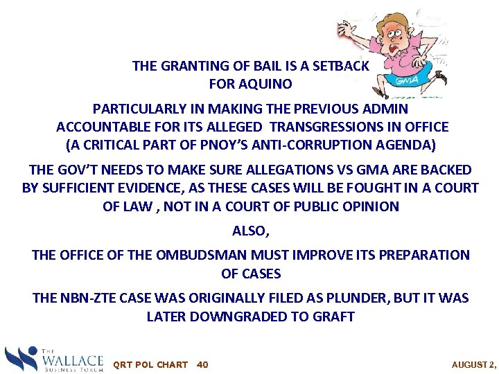 THE GRANTING OF BAIL IS A SETBACK FOR AQUINO PARTICULARLY IN MAKING THE PREVIOUS
