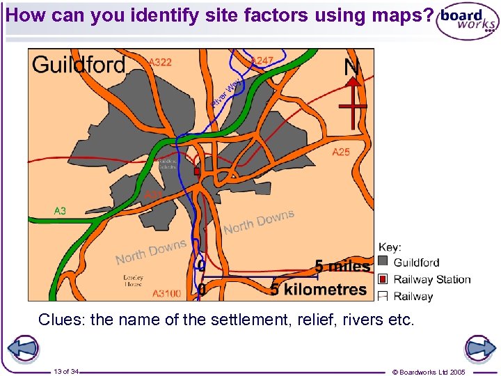 How can you identify site factors using maps? Clues: the name of the settlement,