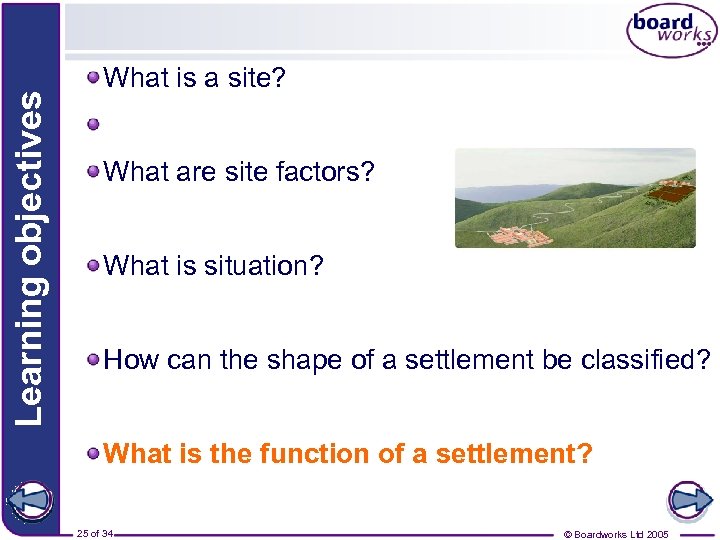 Learning objectives What is a site? What are site factors? What is situation? How