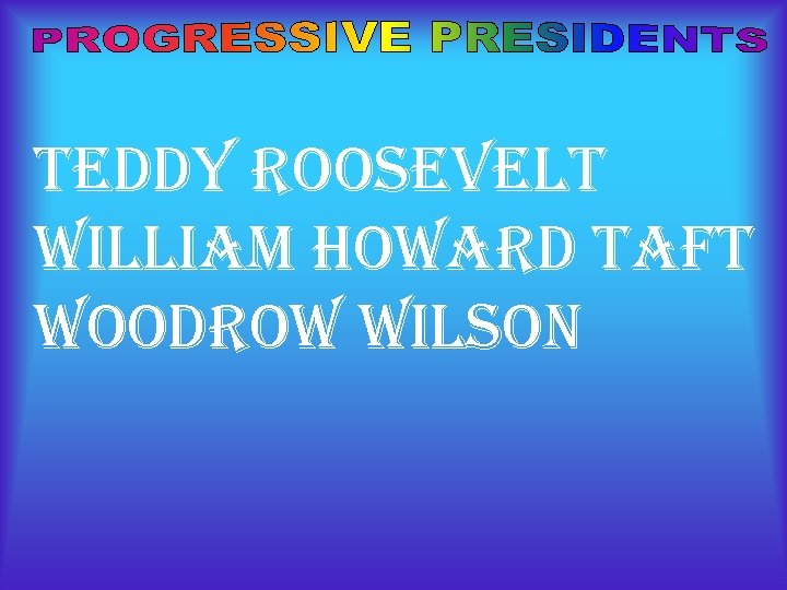teddy roosevelt william Howard taft woodrow wilson 