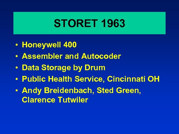 STORET 1963 • • • Honeywell 400 Assembler and Autocoder Data Storage by Drum