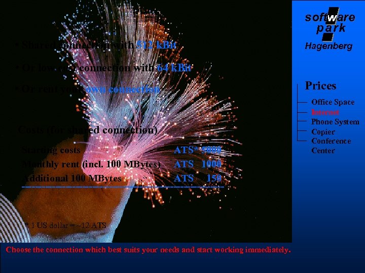 software soft park • Shared connection with 512 k. Bit Hagenberg • Or low