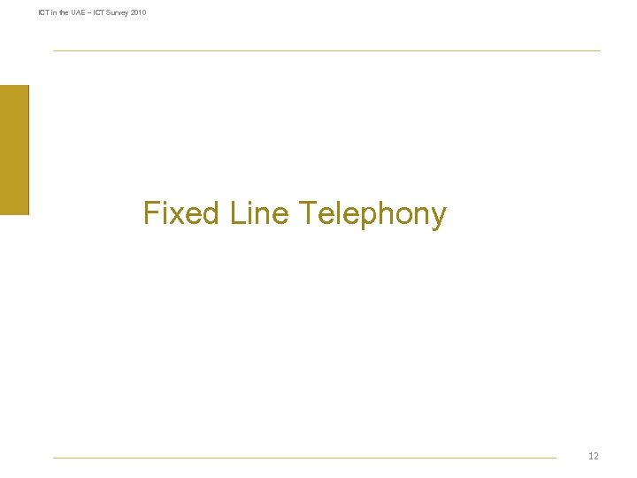 ICT in the UAE – ICT Survey 2010 Fixed Line Telephony 12 