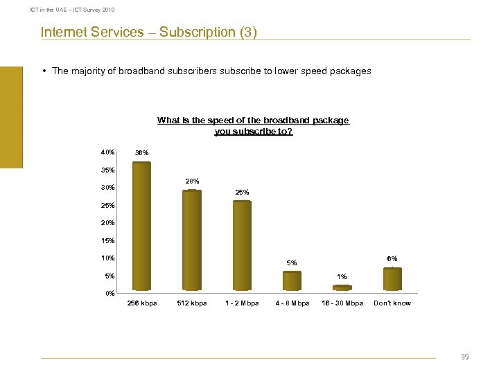 ICT in the UAE – ICT Survey 2010 Internet Services – Subscription (3) •