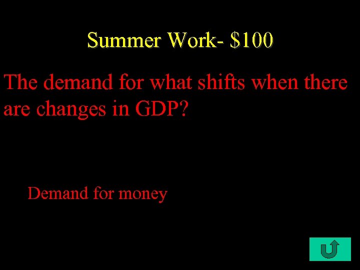 Summer Work- $100 The demand for what shifts when there are changes in GDP?