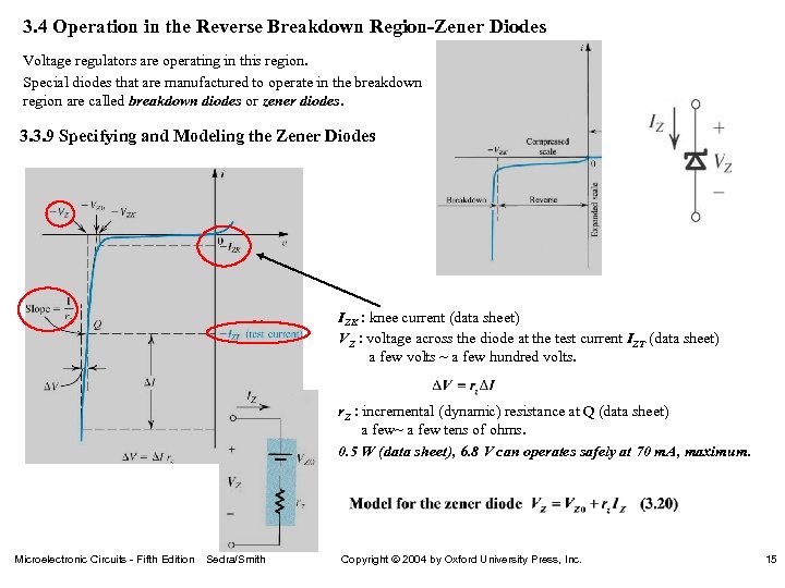 3. 4 Operation in the Reverse Breakdown Region-Zener Diodes Voltage regulators are operating in