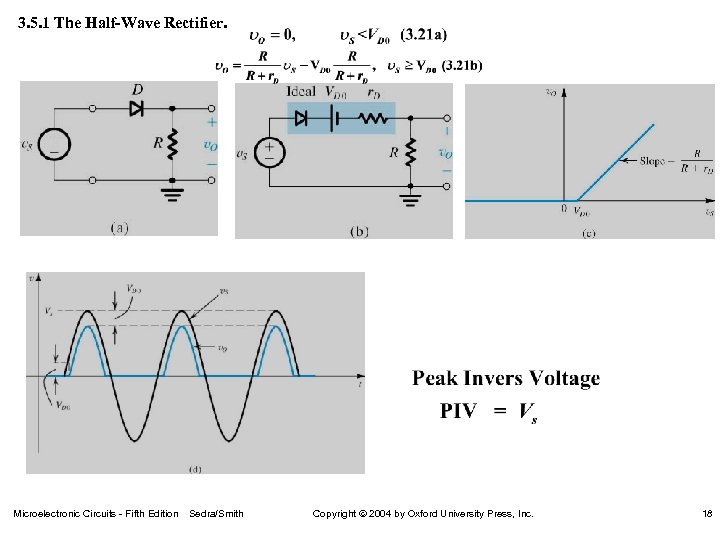 3. 5. 1 The Half-Wave Rectifier. Microelectronic Circuits - Fifth Edition Sedra/Smith Copyright 2004