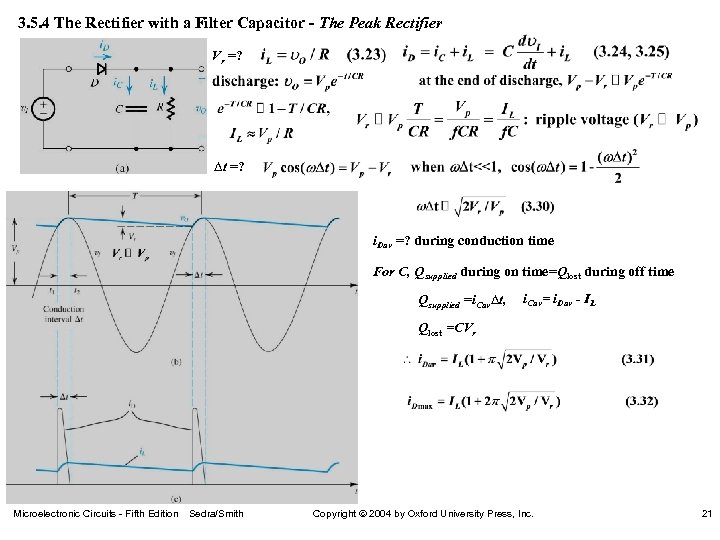 3. 5. 4 The Rectifier with a Filter Capacitor - The Peak Rectifier Vr