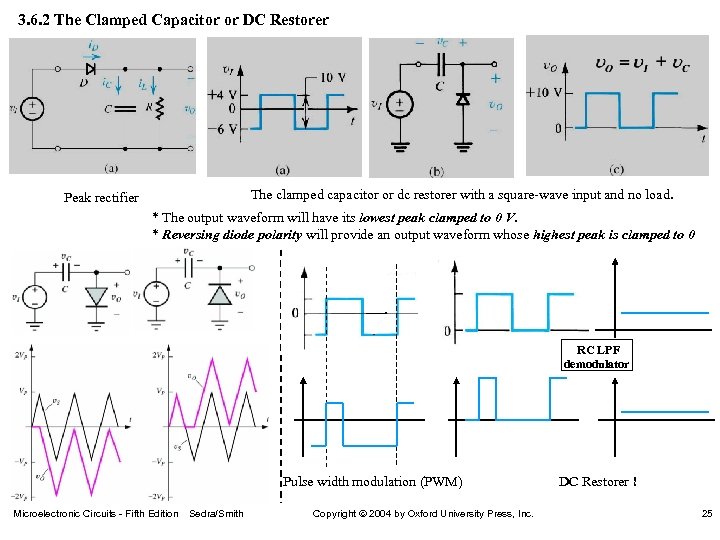 3. 6. 2 The Clamped Capacitor or DC Restorer The clamped capacitor or dc