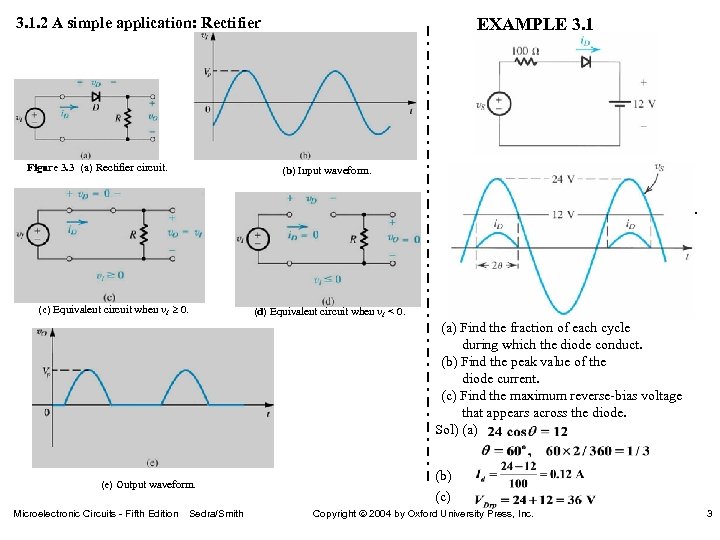 3. 1. 2 A simple application: Rectifier Figure 3. 3 (a) Rectifier circuit. EXAMPLE