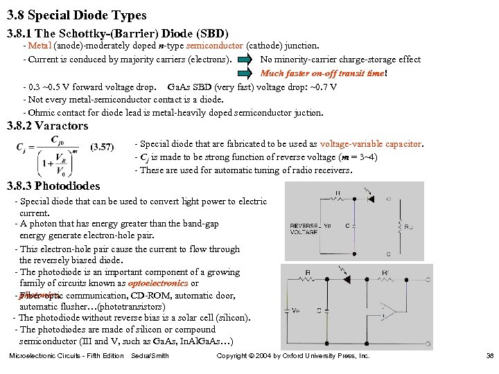 3. 8 Special Diode Types 3. 8. 1 The Schottky-(Barrier) Diode (SBD) - Metal