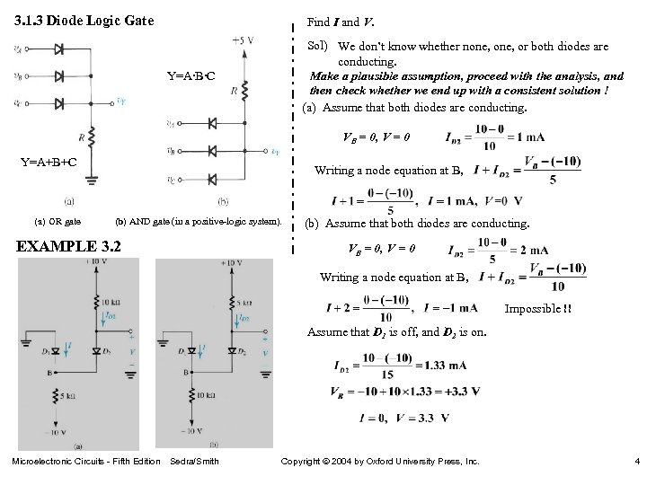 3. 1. 3 Diode Logic Gate Find I and V. Sol) We don’t know