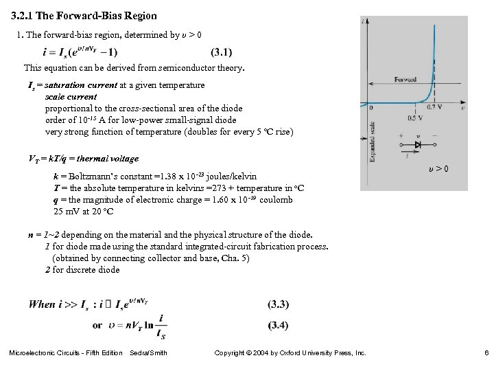 3. 2. 1 The Forward-Bias Region 1. The forward-bias region, determined by υ >