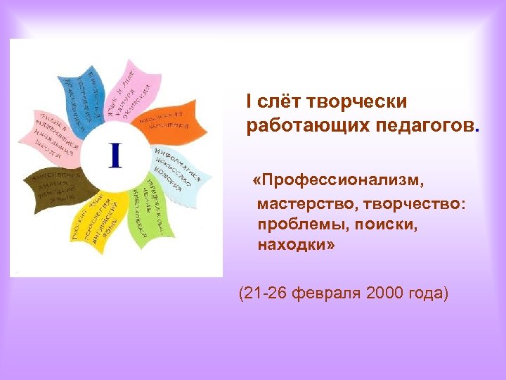 I слёт творчески работающих педагогов. «Профессионализм, мастерство, творчество: проблемы, поиски, находки» (21 -26 февраля