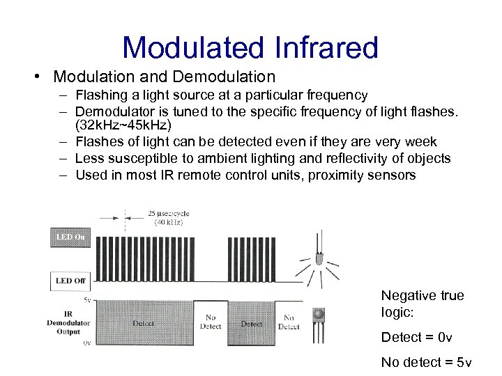 Modulated Infrared • Modulation and Demodulation – Flashing a light source at a particular