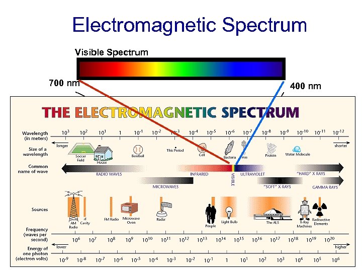 Electromagnetic Spectrum Visible Spectrum 700 nm 400 nm 