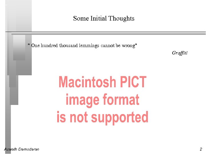 Some Initial Thoughts 