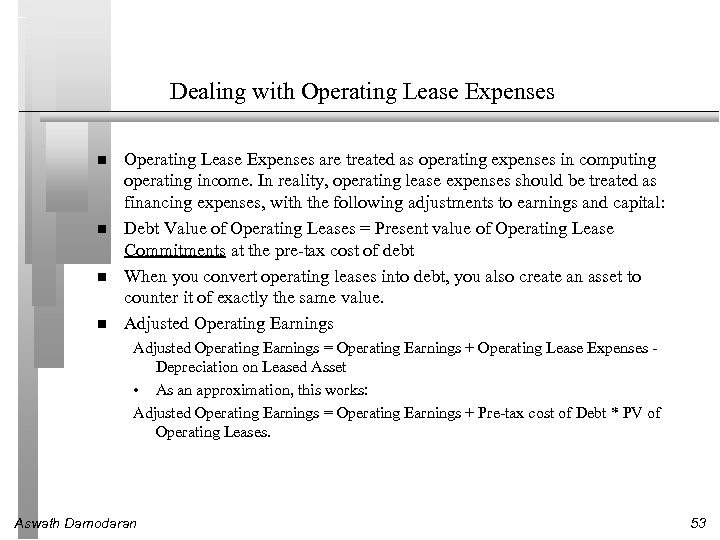 Dealing with Operating Lease Expenses are treated as operating expenses in computing operating income.