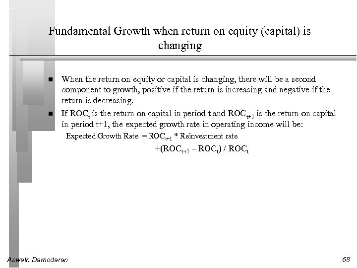 Fundamental Growth when return on equity (capital) is changing When the return on equity