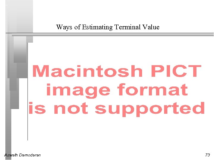 Ways of Estimating Terminal Value Aswath Damodaran 73 