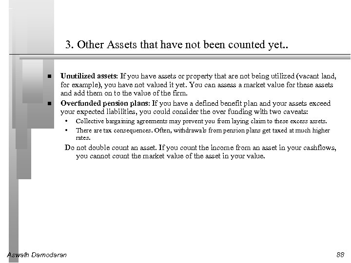 3. Other Assets that have not been counted yet. . Unutilized assets: If you