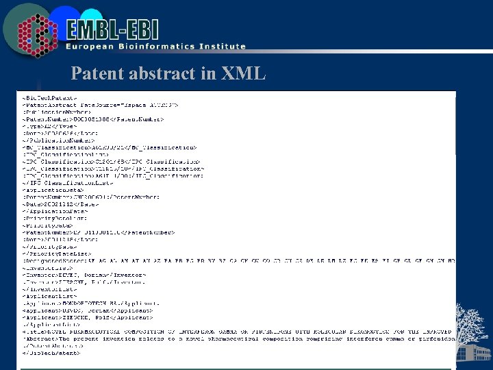 Patent abstract in XML 