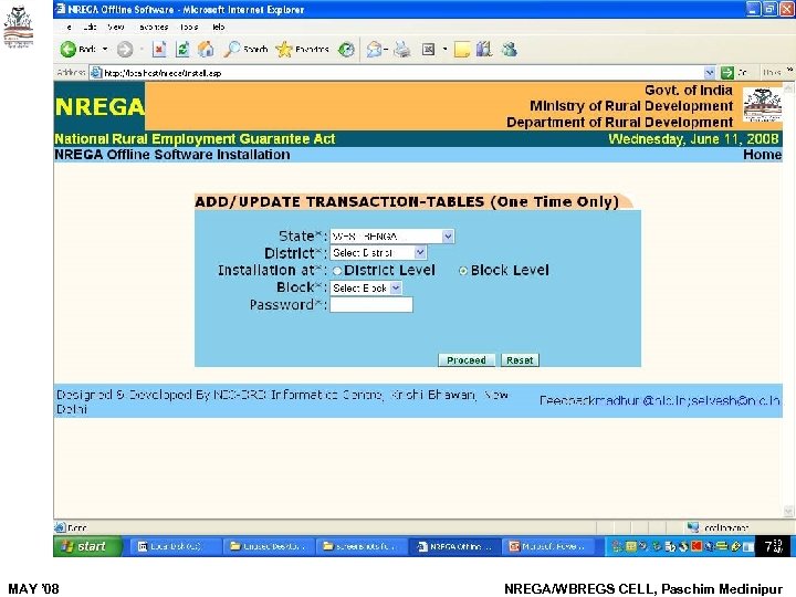 MAY ’ 08 NREGA/WBREGS CELL, Paschim Medinipur 