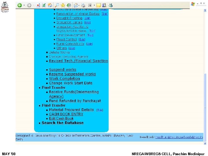 MAY ’ 08 NREGA/WBREGS CELL, Paschim Medinipur 