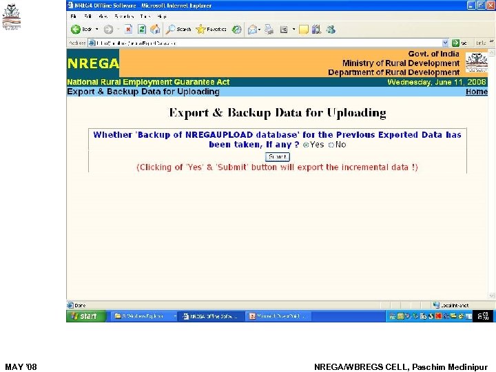 MAY ’ 08 NREGA/WBREGS CELL, Paschim Medinipur 