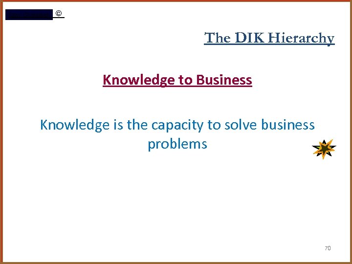 Rami Gharaibeh © The DIK Hierarchy Knowledge to Business Knowledge is the capacity to