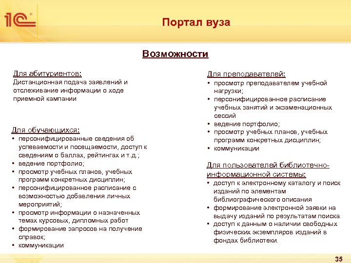 Портал вуза Возможности Для абитуриентов: Для преподавателей: Дистанционная подача заявлений и отслеживание информации о