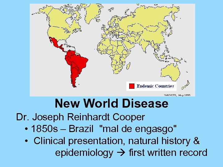 New World Disease Dr. Joseph Reinhardt Cooper • 1850 s – Brazil 