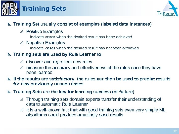 Training Sets Tri. Reme www. trireme. com y Training Set usually consist of examples