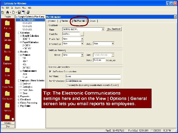 Tip: The Electronic Communications settings here and on the View | Options | General