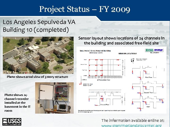 Project Status – FY 2009 Los Angeles Sepulveda VA Building 10 (completed) Sensor layout