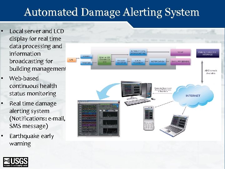 Automated Damage Alerting System • Local server and LCD display for real time data