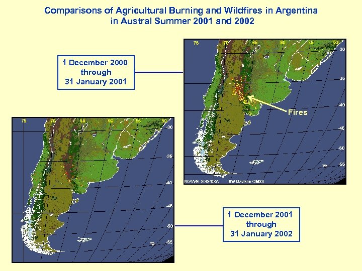 Comparisons of Agricultural Burning and Wildfires in Argentina in Austral Summer 2001 and 2002